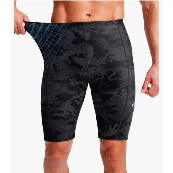 Bikewa Men's Camo Bike Shorts Padded Cycling Road Mtn Riding UPF 50, Size XXL - Picture 2 of 12